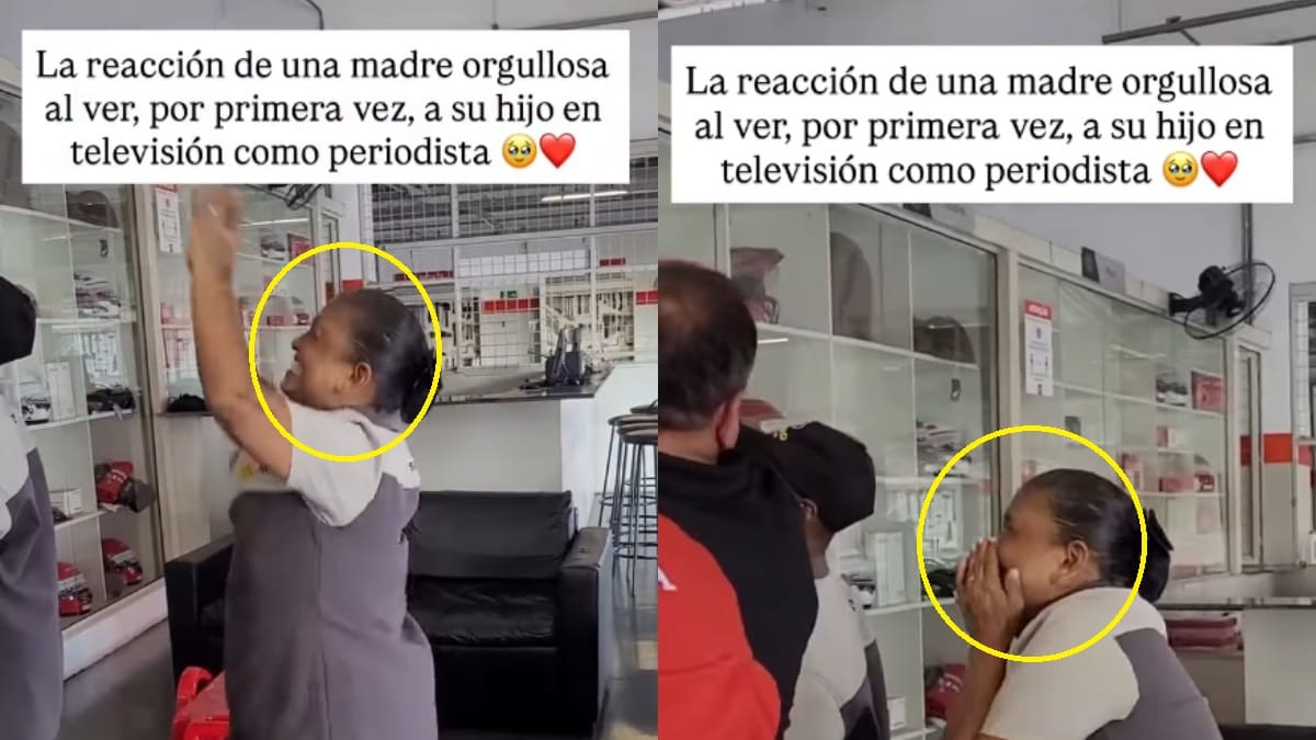 Madre orgullosa conmueve al ser captada entre lágrimas al ver a su hijo periodista en televisión