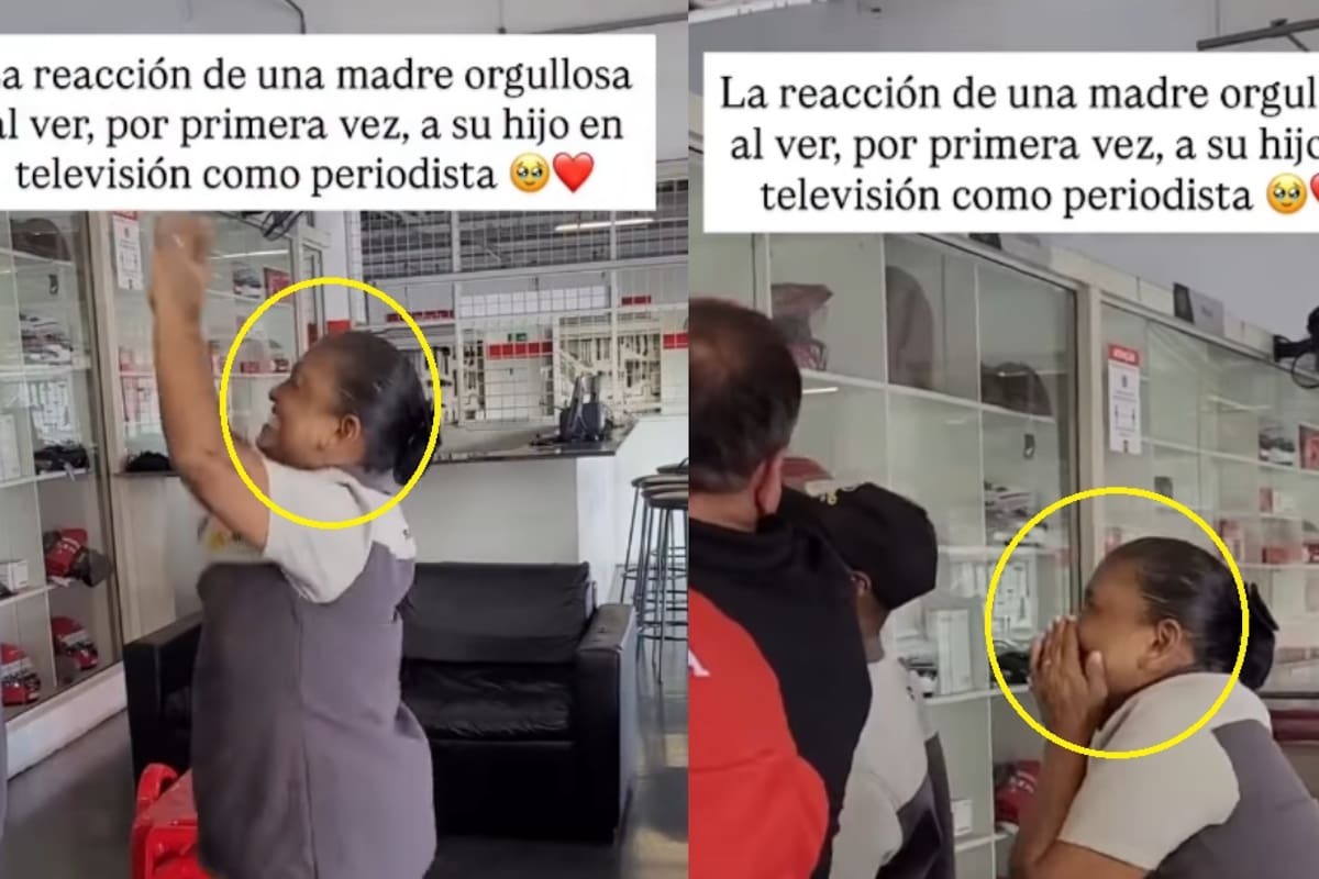 Madre orgullosa conmueve al ser captada entre lágrimas al ver a su hijo periodista en televisión