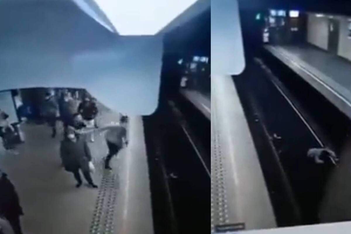 Video: “A pocos centímetros”, mujer casi es arrollada tras ser empujada a las vías de un tren