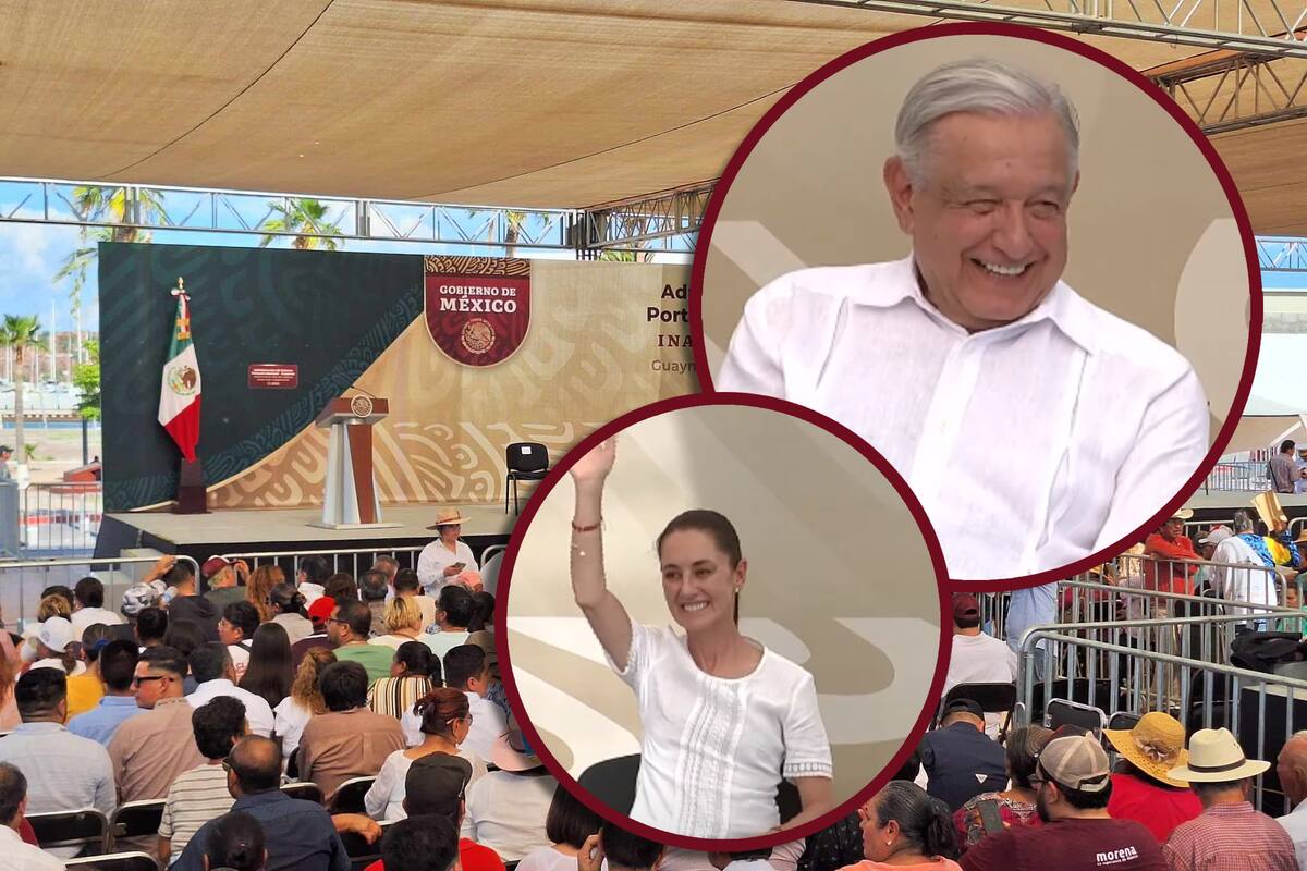 Llegan AMLO y Sheinbaum a Guaymas