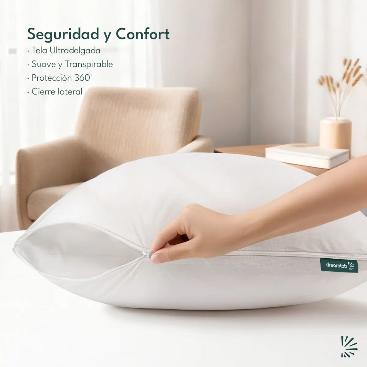 Paquete de cuatro piezas de protectores de almohada de la marca Dreamlab, | Mercado Libre