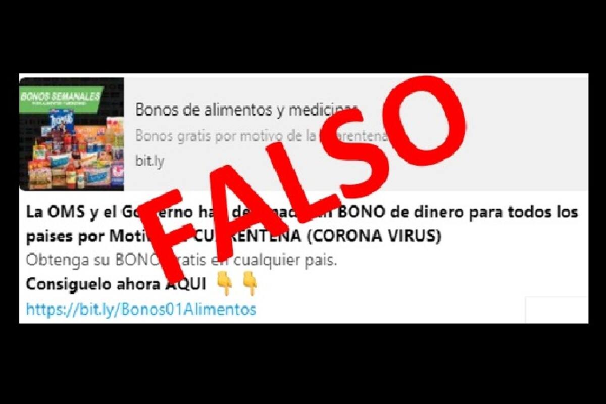 Detectan entrega falsa de bonos en WhatsApp por cuarentena