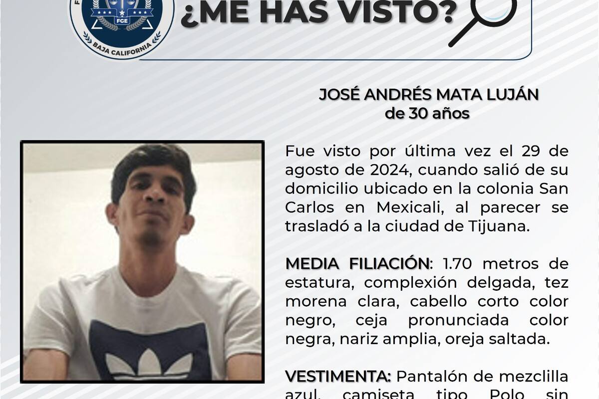 Familiares buscan a José Andrés Mata Luján