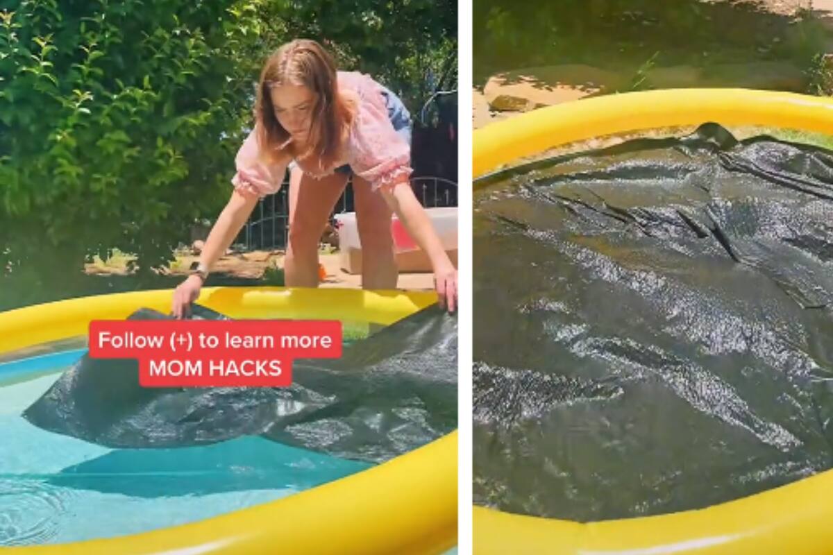 TikTok: Ingenioso método de una madre para calentar el agua de una piscina inflable