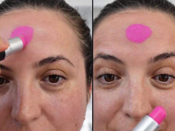 “Lo intentó con un color rosa chicle”: mujer se vuelve viral al crear una base de maquillaje a partir de cualquier labial?