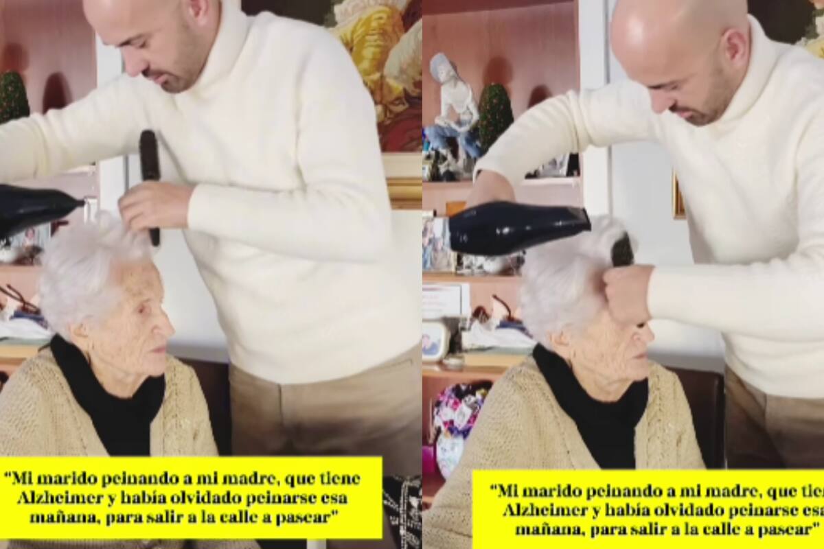Hombre se vuelve viral al peinar con ternura a su suegra con Alzheimer