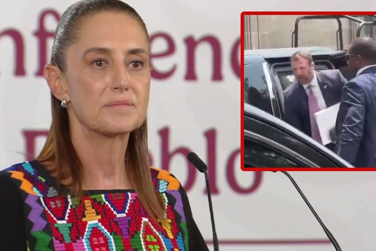 Se reúne Sheinbaum con Markwayne Mullin, secretario de seguridad de EEUU, y despliegan fuerte operativo fuera del Palacio de Gobierno