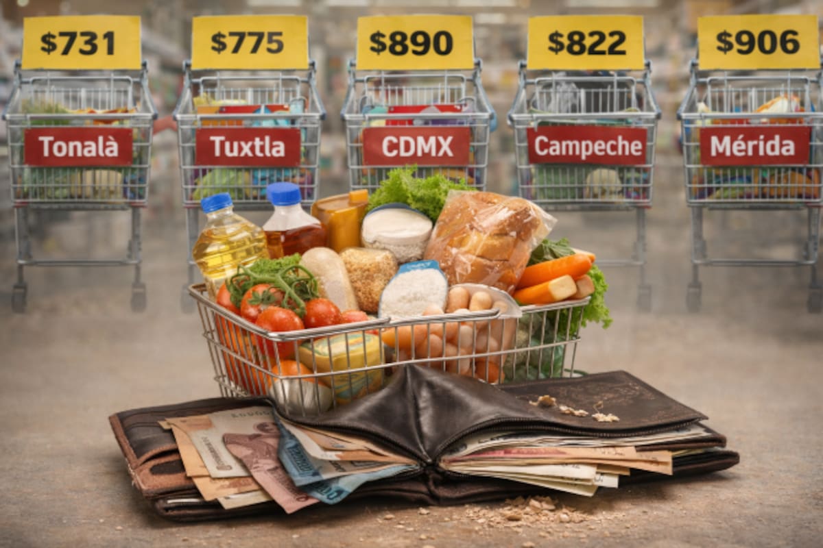 Canasta básica golpea bolsillos: diferencias de más de $160 pesos entre supermercados en Tonalá, Tuxtla, CDMX, Campeche y Mérida