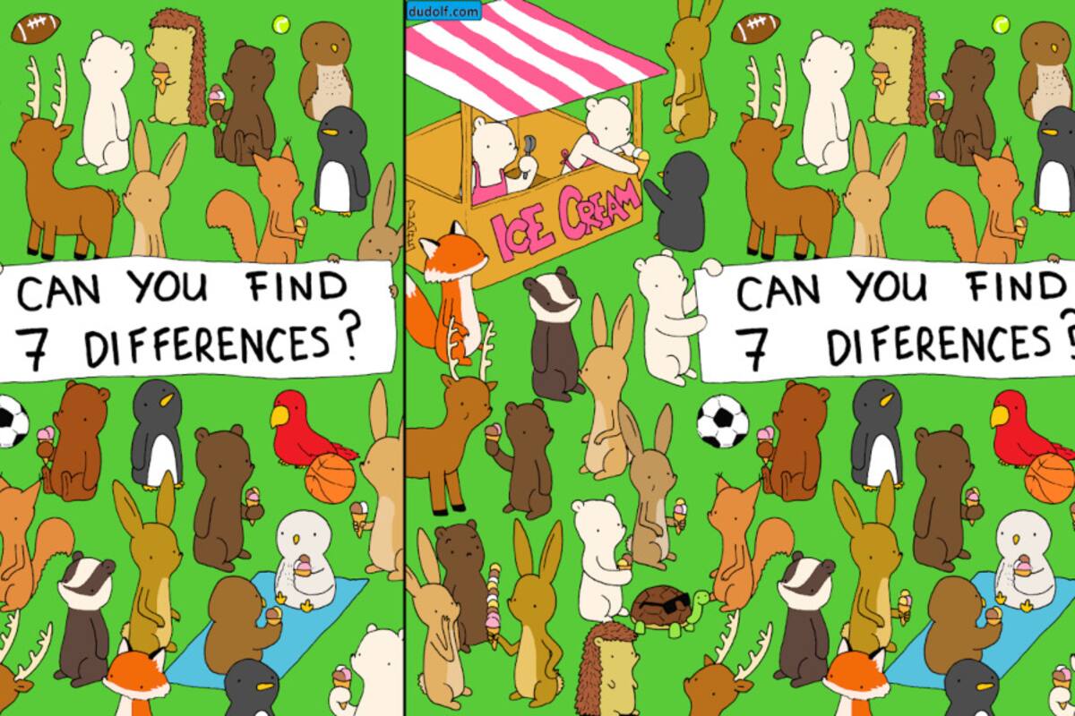Encuentra las 7 diferencias en esta imagen llena de animales y helados