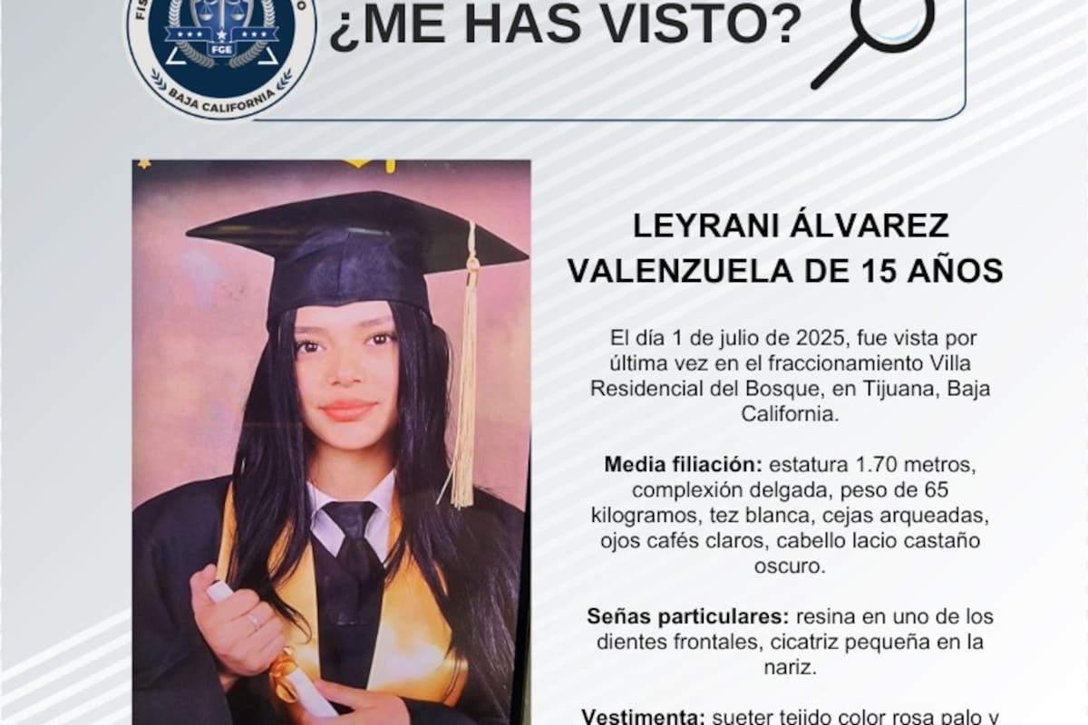 Se busca a Leyrani Álvarez Valenzuela de 15 años