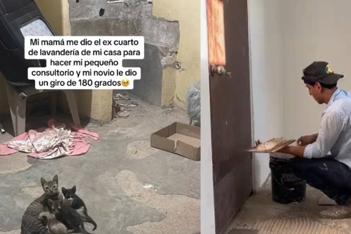 Joven muestra cómo su novio le construye su consultorio desde cero