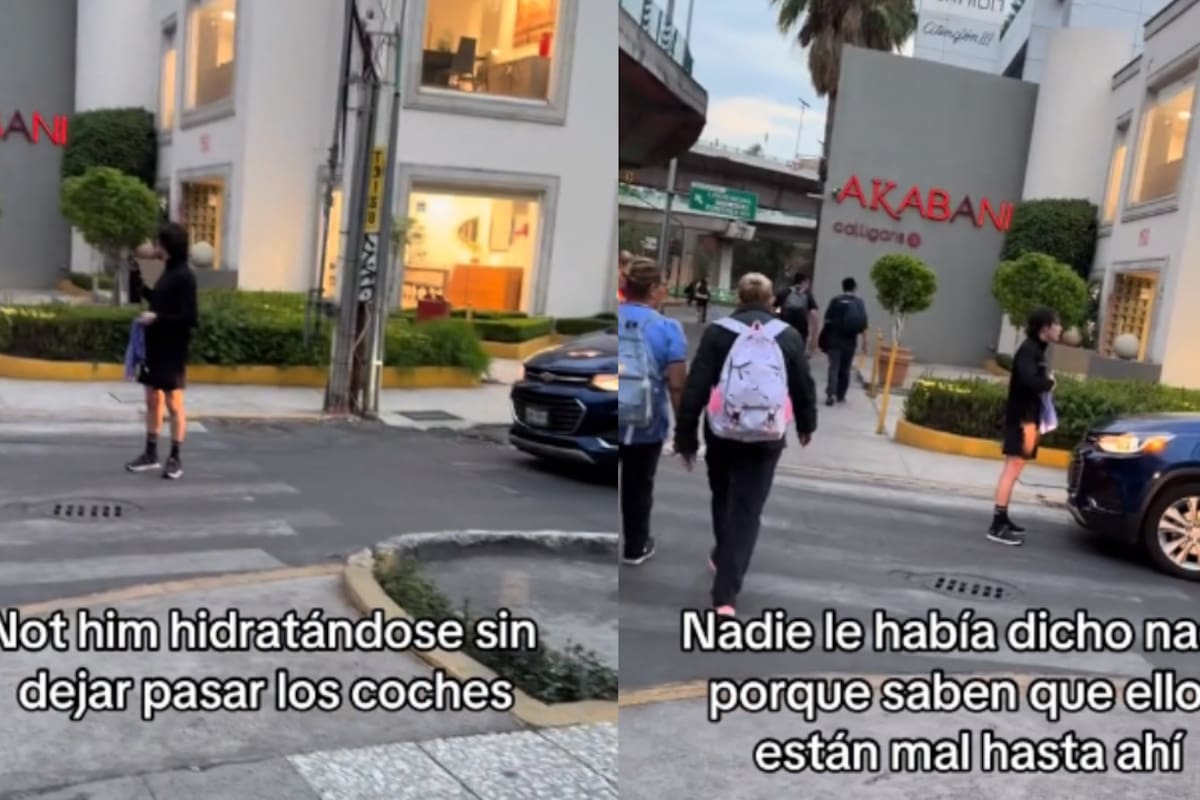 VIRAL | Joven se para en medio de la calle para impedir que una línea de autos ingrese en sentido contrario