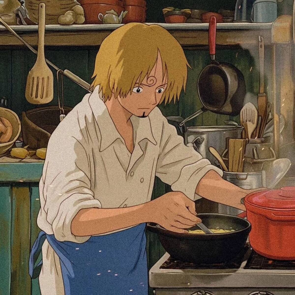 Sanji de One Piece como si fuera un personaje de Studios Ghibli según la IA