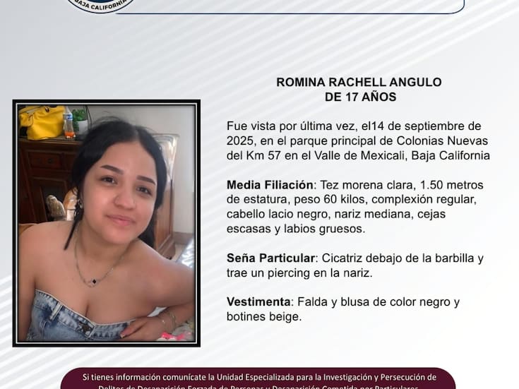 Se solicita ayuda para localizar a Romina Rachell Angulo