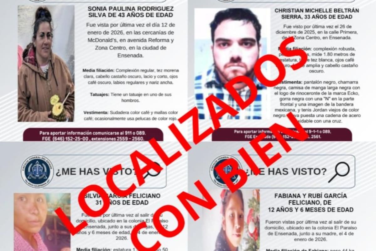 Localiza Fiscalía con bien a cinco personas reportadas como desaparecidas en Ensenada