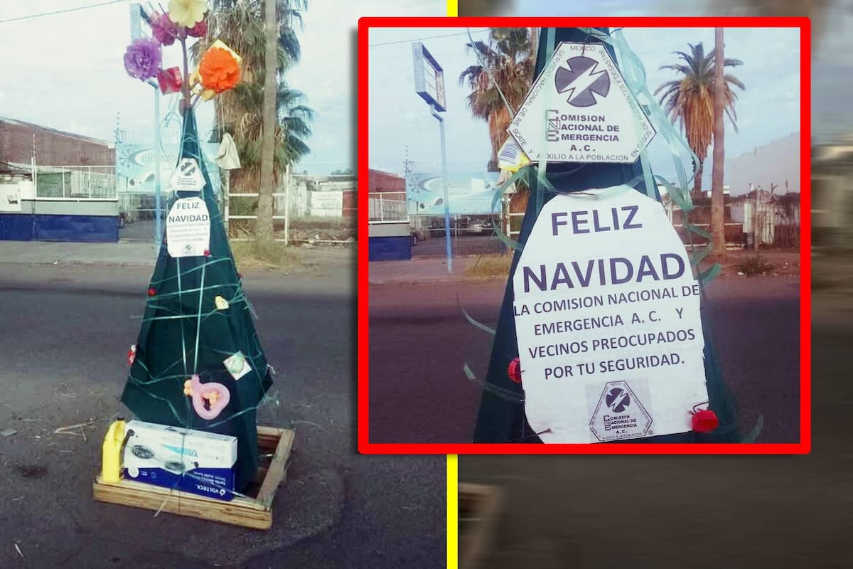 “Decoran” alcantarilla sin tapa con árbol de navidad