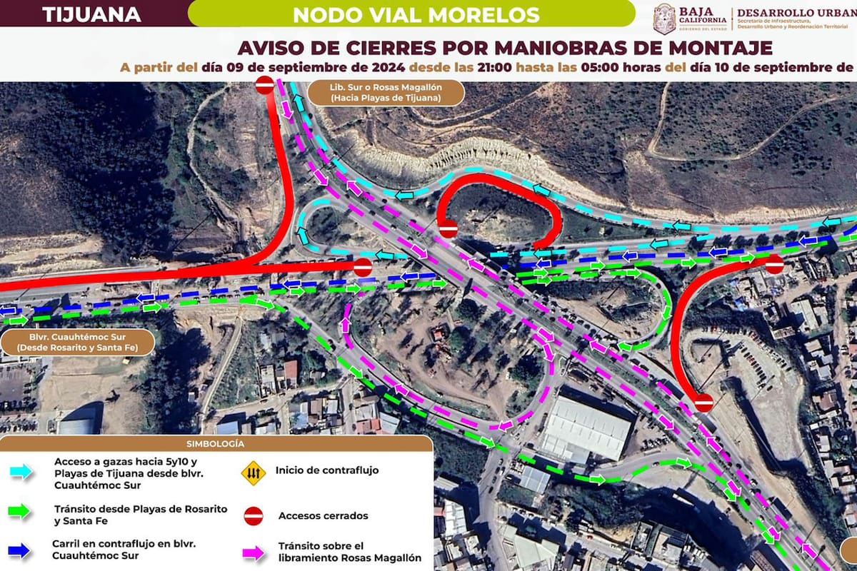Sidurt anuncia cierres por maniobras de montaje en obra del Nodo Morelos