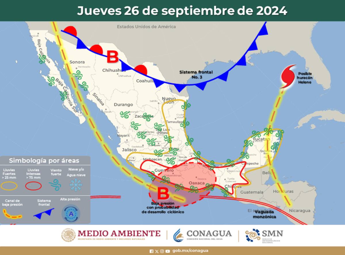 Pronóstico de la trayectoria de John para el jueves 26 de septiembre.