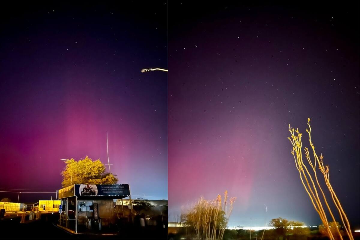 Increíble fenómeno: Auroras boreales iluminan el cielo de Agua Prieta