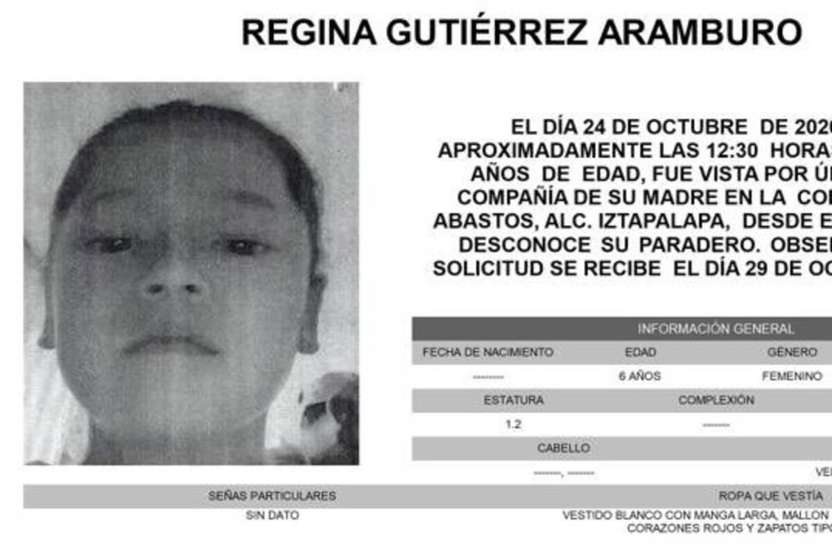 Buscan a menor desaparecida, de 6 años de edad, en la Ciudad de México