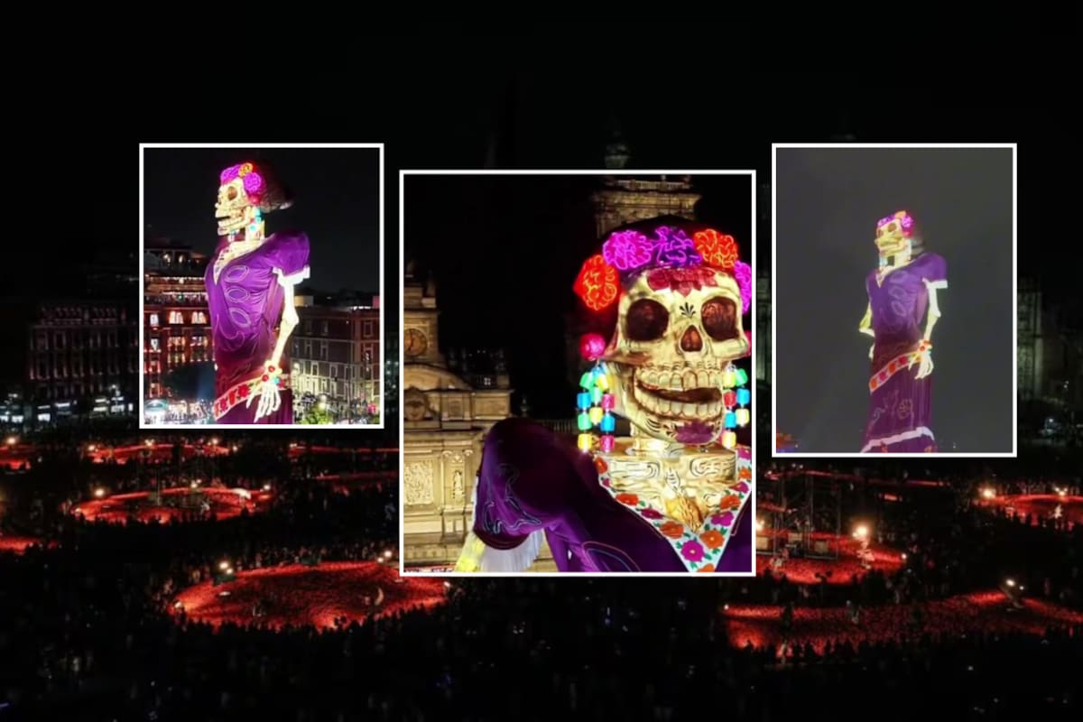 La Catrina del Zócalo alcanza 33.411 metros y obtiene el récord Guinness como la más alta del mundo durante la inauguración de la Ofrenda Monumental de Día de Muertos