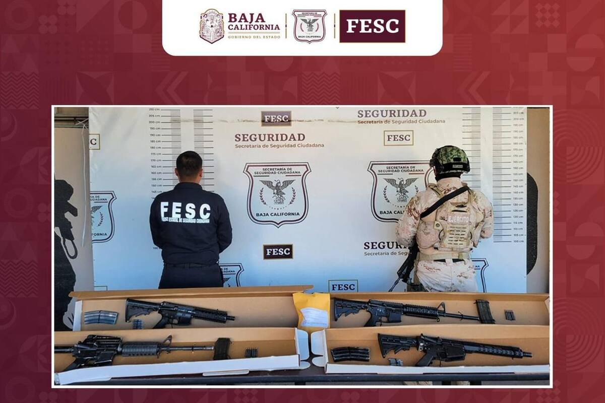 “Abandonan” armas largas y autos robados en Tecate