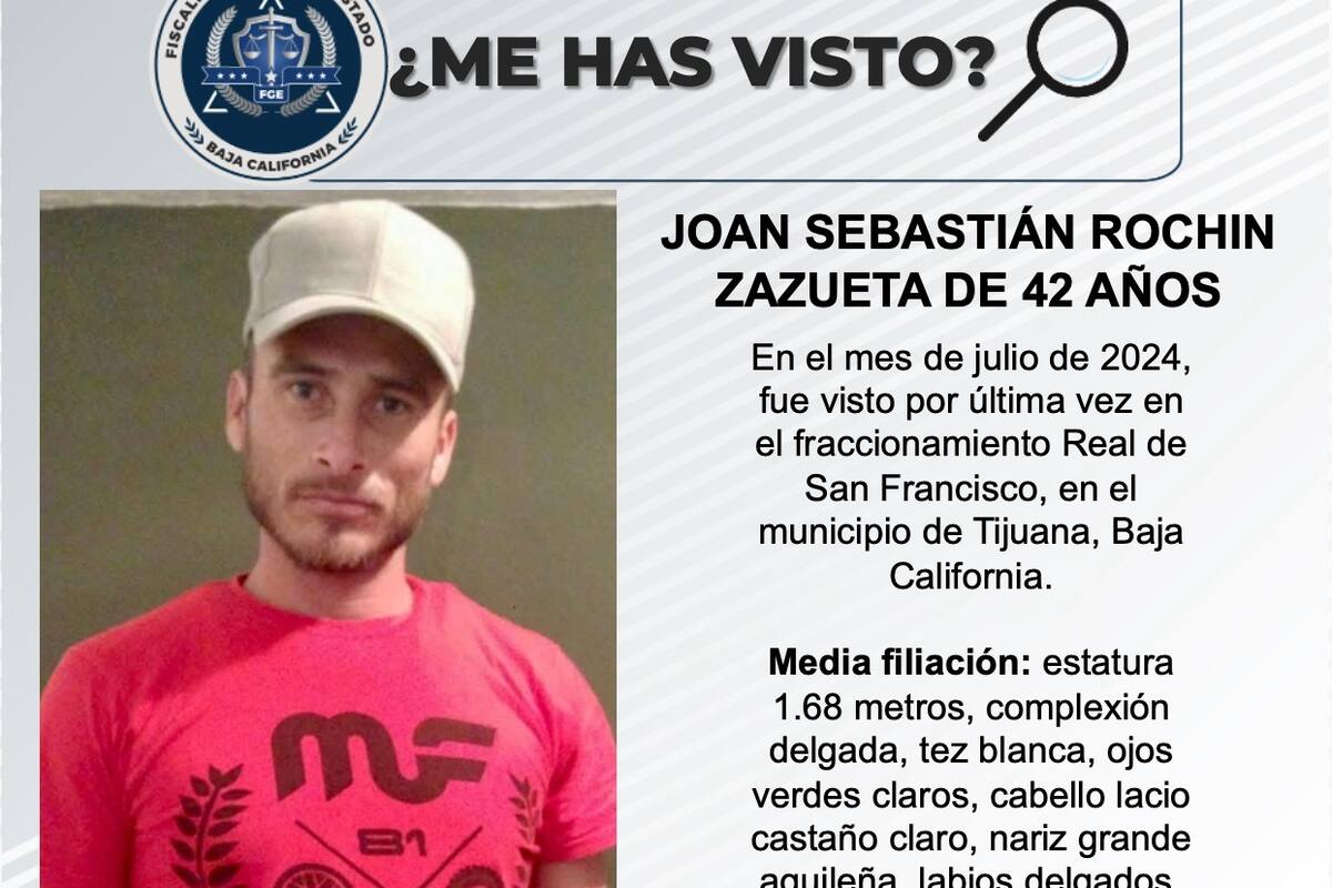 Se busca a Joan Sebastián Rochin Zazueta de 42 años