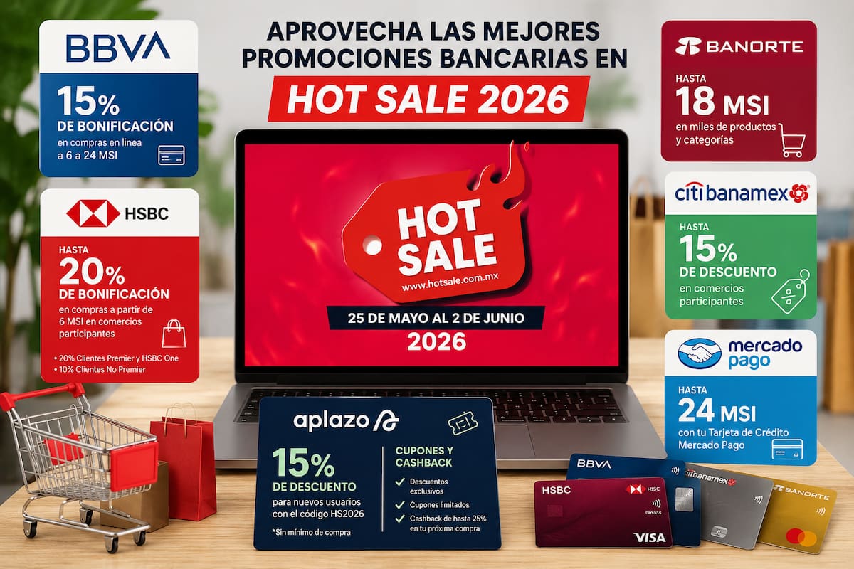 Hot Sale 2026: Bancos lanzan bonificaciones de hasta 20%, MSI y descuentos; estas son las promociones y requisitos para aprovecharlas