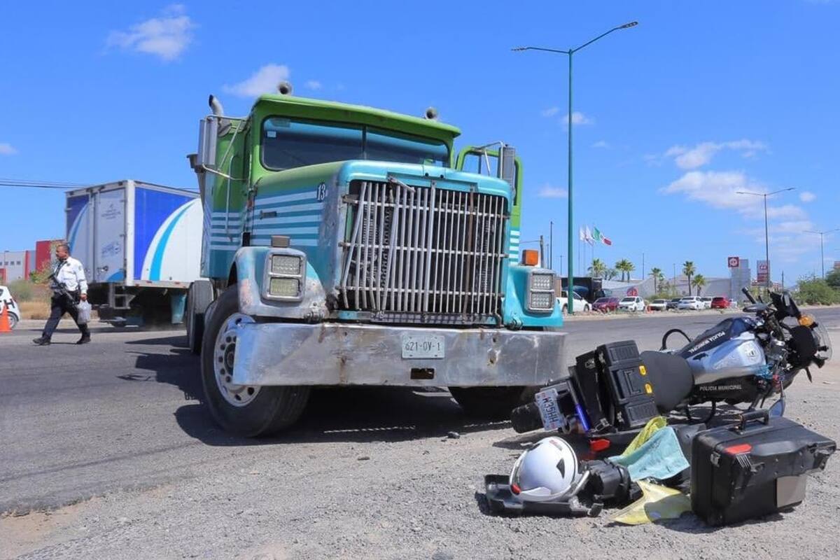 Policía Municipal pierde una extremidad en accidente de tránsito con tráiler