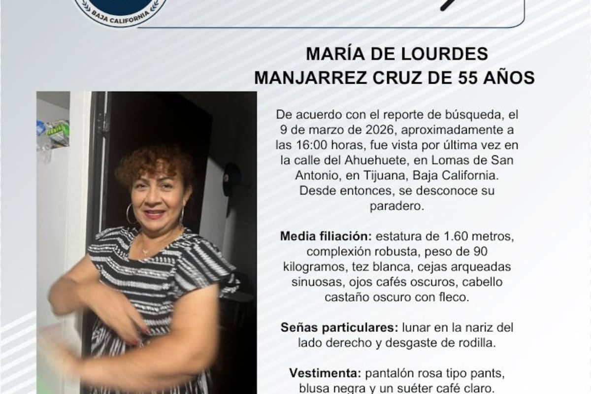 Se busca María de Lourdes Manjarrez Cruz de 55 años de edad