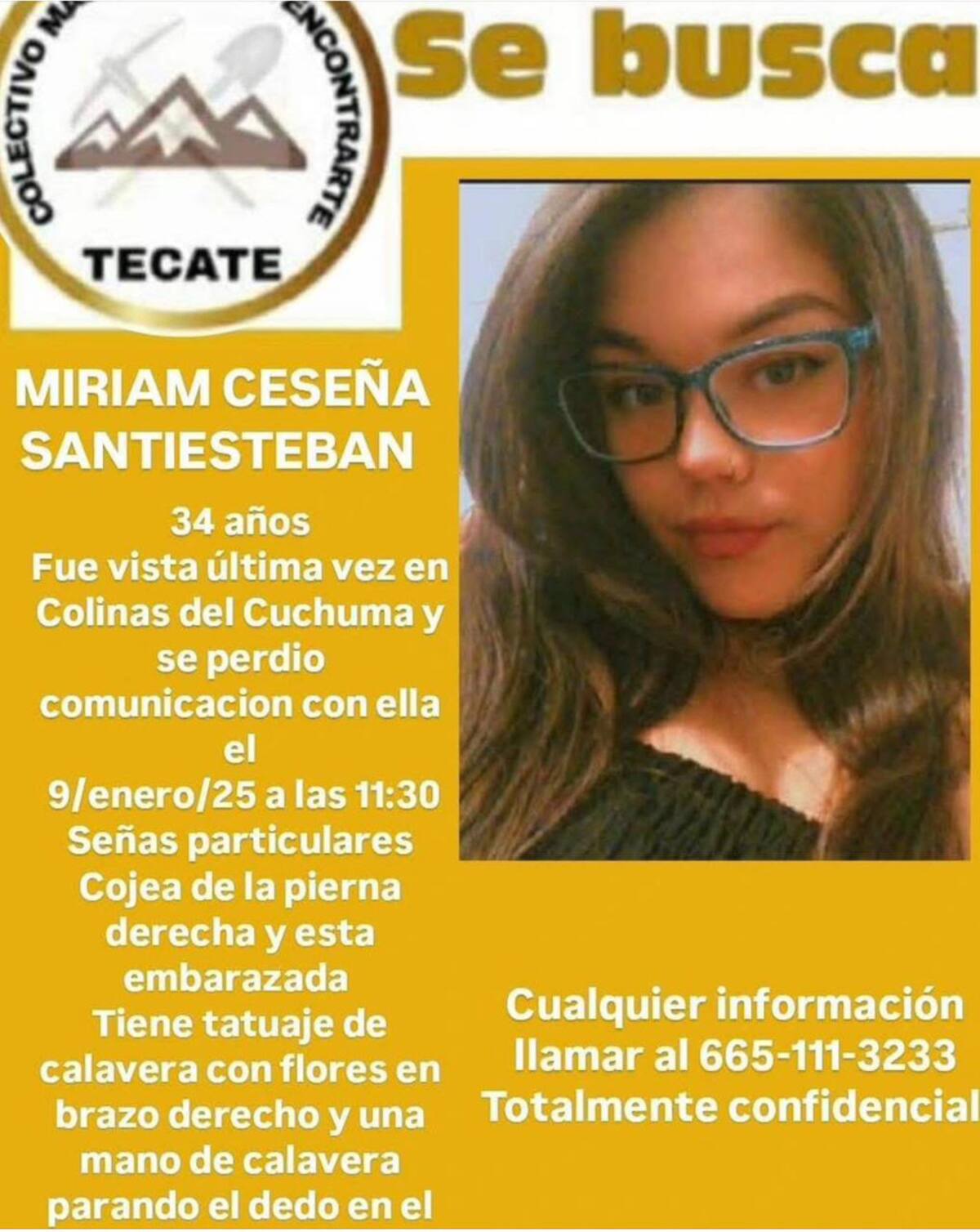 El colectivo Madres Hasta Encontrarte de Tecate, había solicitado apoyo para la localización de Miriam Ceseña Santiesteban.
