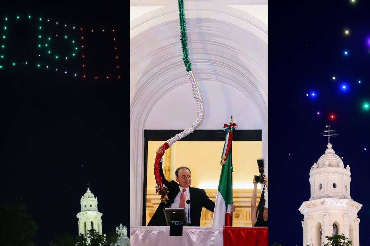 ¡Viva México! Alfonso Durazo da su segundo Grito de Independencia en el Palacio de Gobierno y el espectáculo de luces atrae las miradas de los hermosillenses