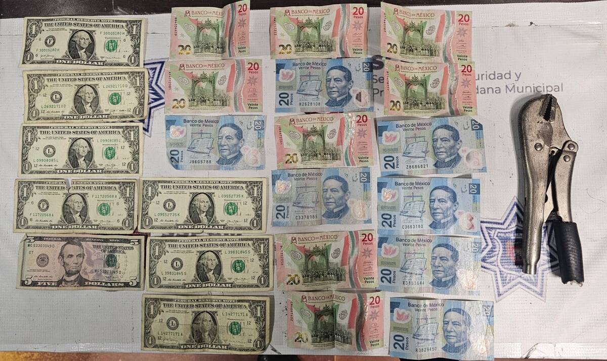 Al detenido se le encontró el dinero de lo robado y unas pinzas de presión.