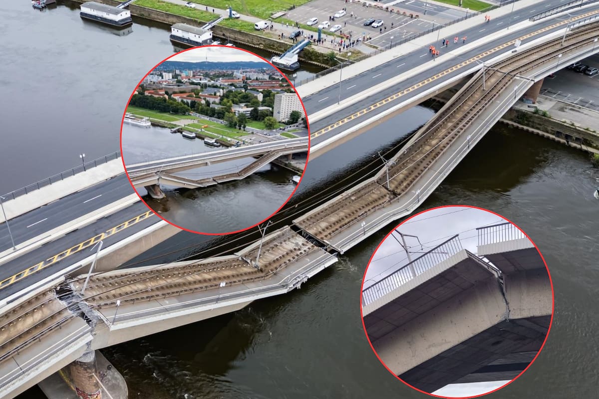 VIDEO: Se derrumba puente histórico en Alemania sobre el Río Elba