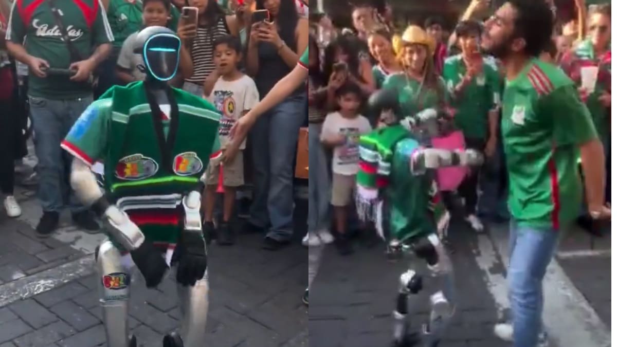 Robot con playera de México deja en ridículo a joven durante competencia de baile