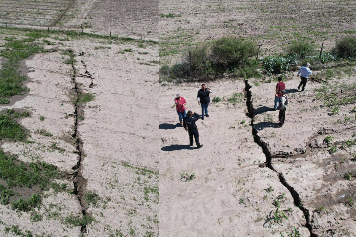 Grieta gigante aparece en Nuevo Ideal, Durango