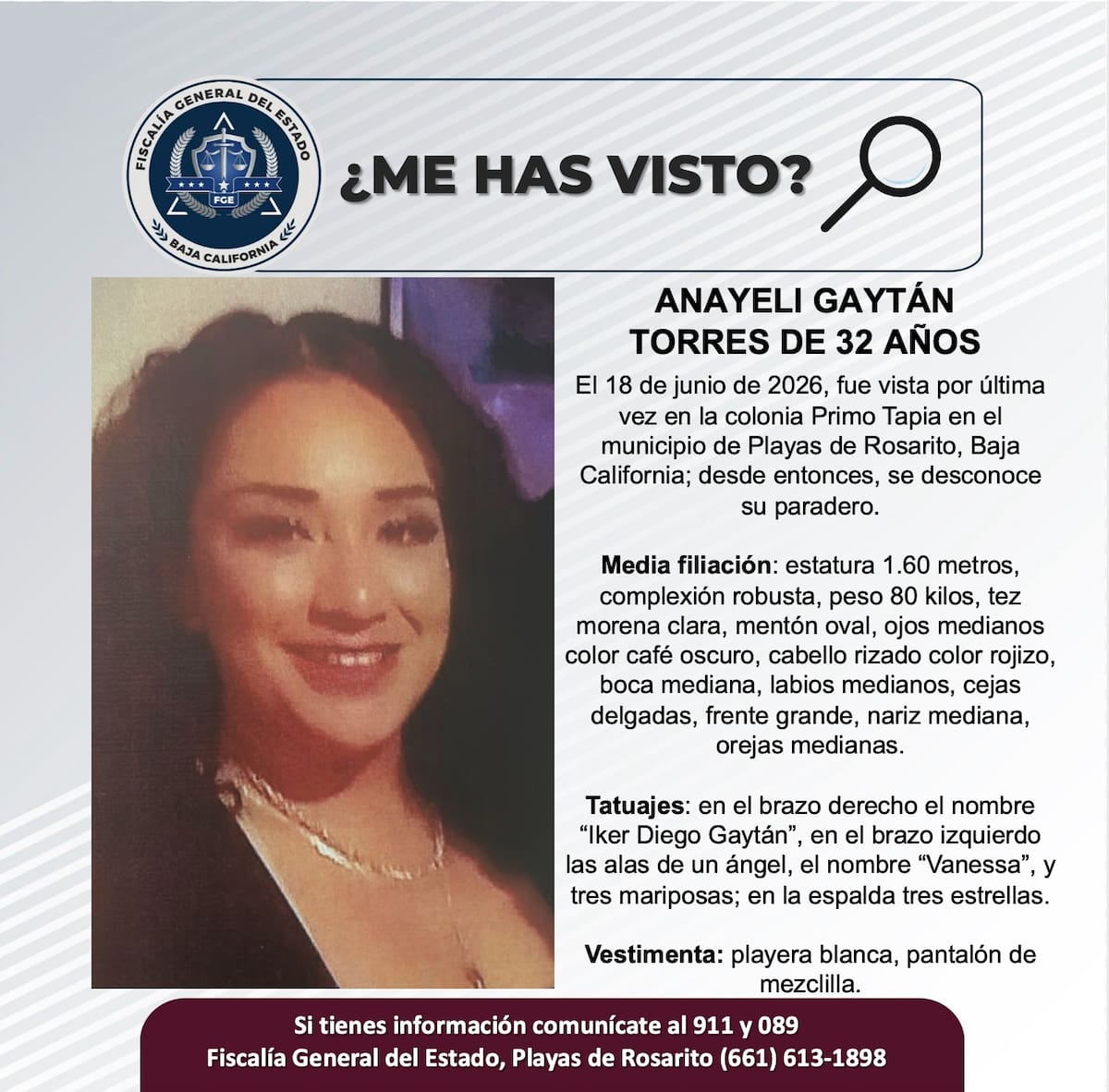 Fue vista por última vez el 18 de junio de 2026.