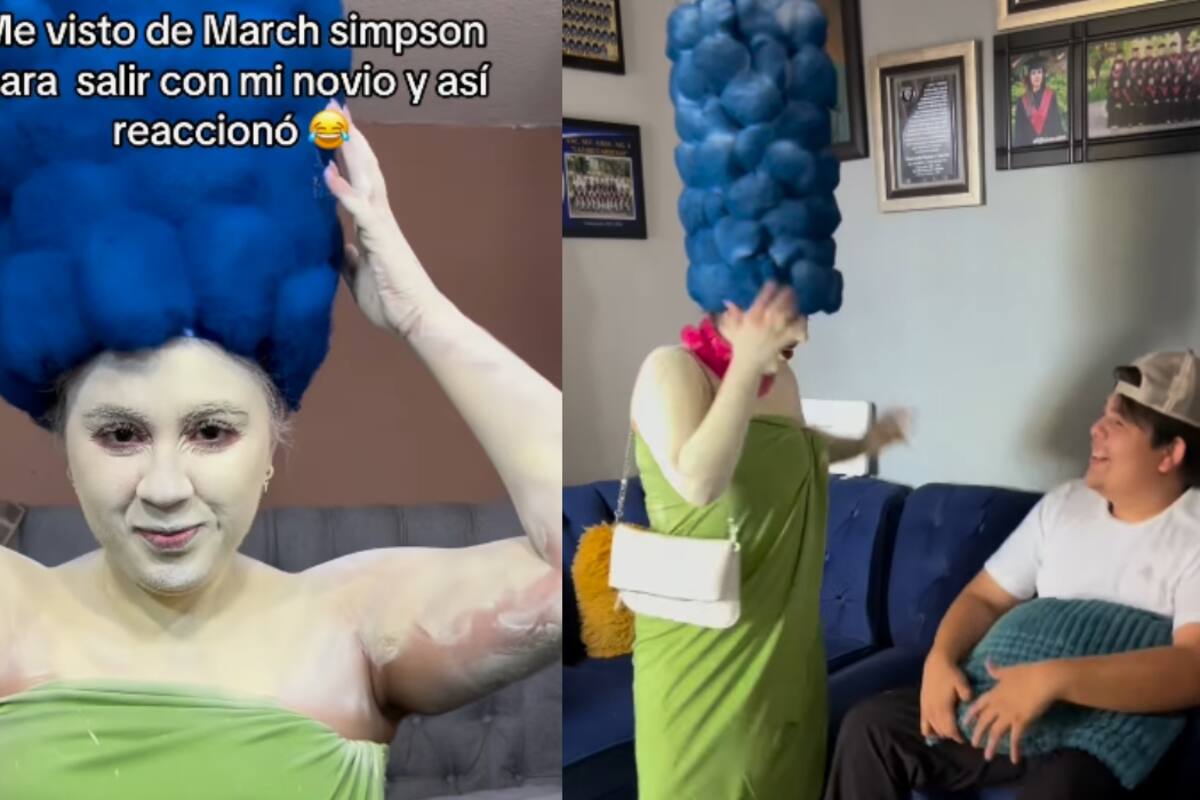 Joven sorprende a su pareja con inesperado look antes de salir a comer: se transformó en Marge Simpson