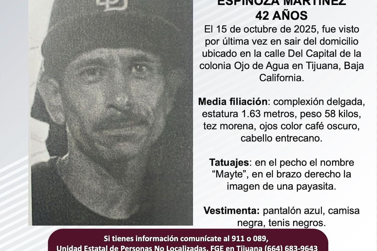 Se busca a Yosio Joel Humberto Espinoza Martínez de 42 años de edad
