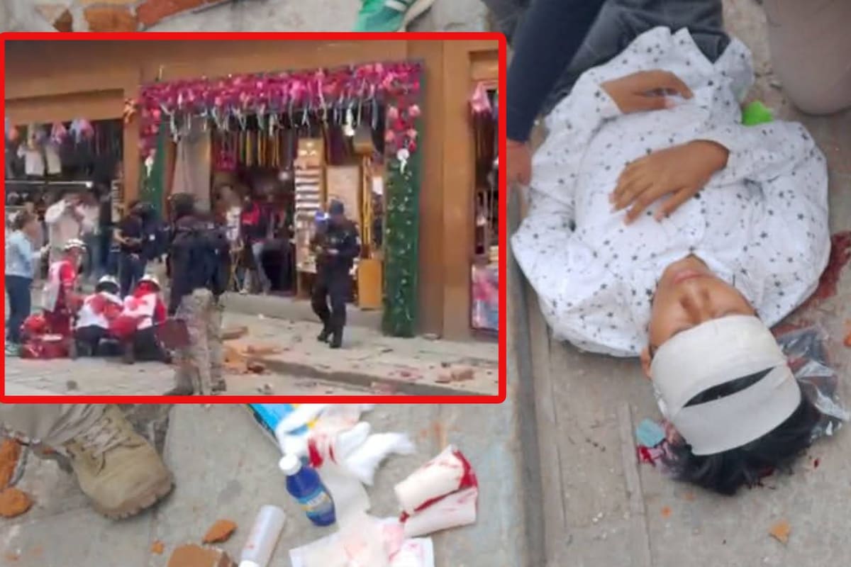 VIDEO: Se desprende muro en andador turístico en Oaxaca, tras sismo de 5.6; una persona resulta lesionada