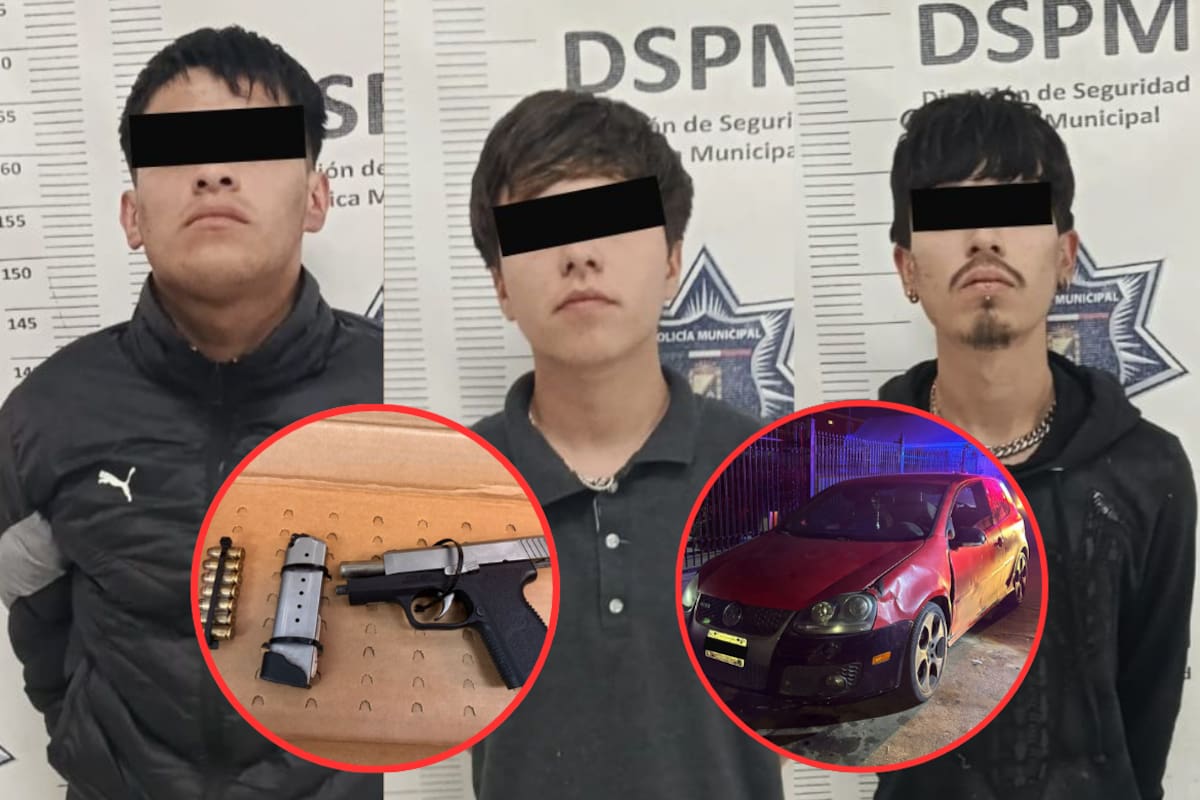 Sorprenden a tres jóvenes con arma y alcohol en un carro