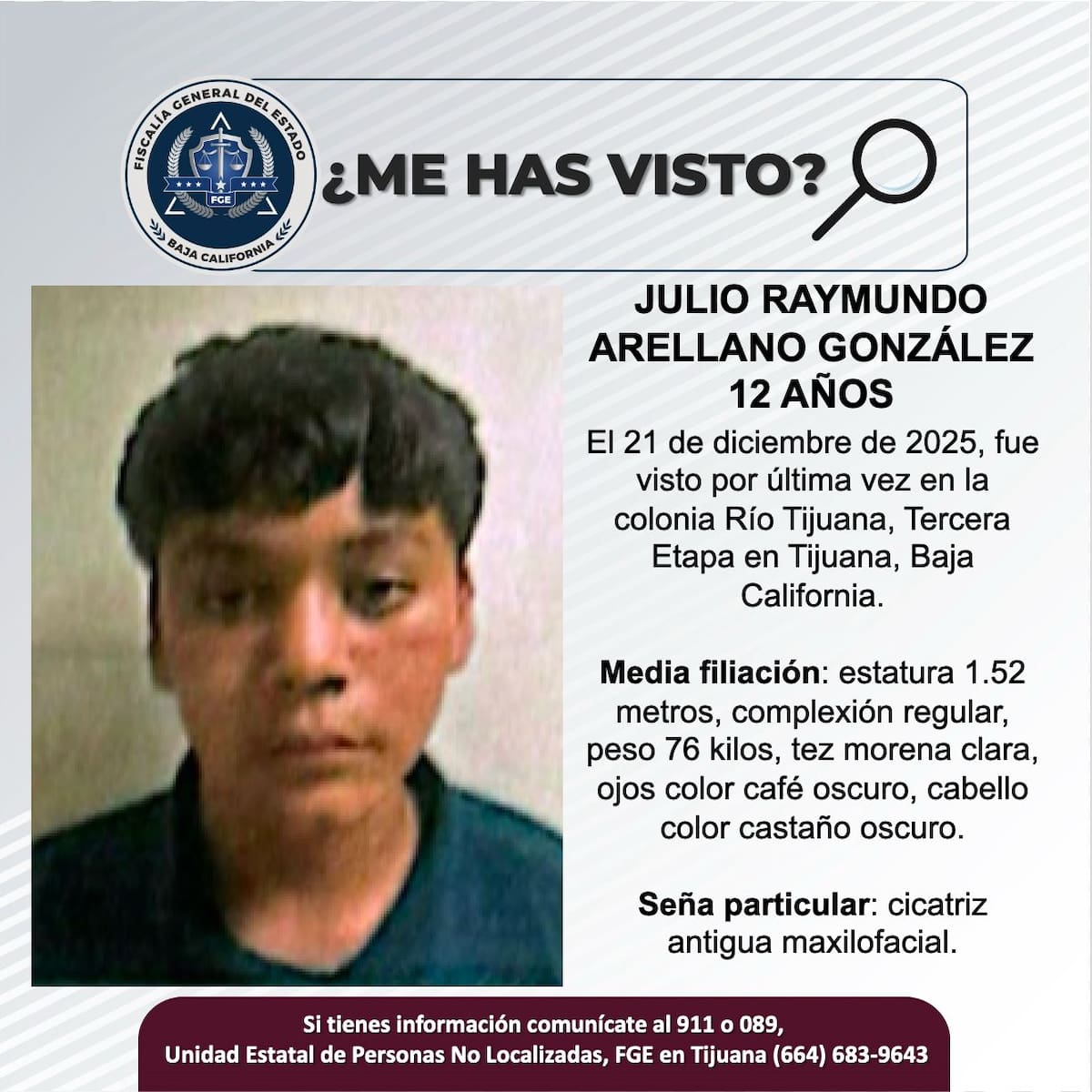 Fue visto por última vez el 21 de diciembre de 2025.