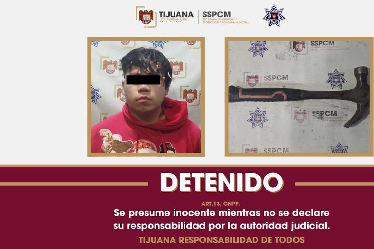 Detienen a hombre acusado de atacar a martillazos a su hermano en Tijuana