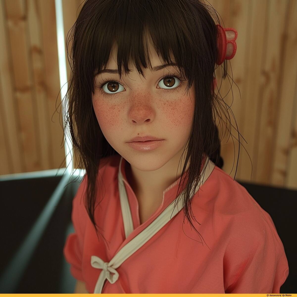 Chihiro de El viaje de Chihiro ha sido recreada como una niña del mundo real con ayuda de la IA