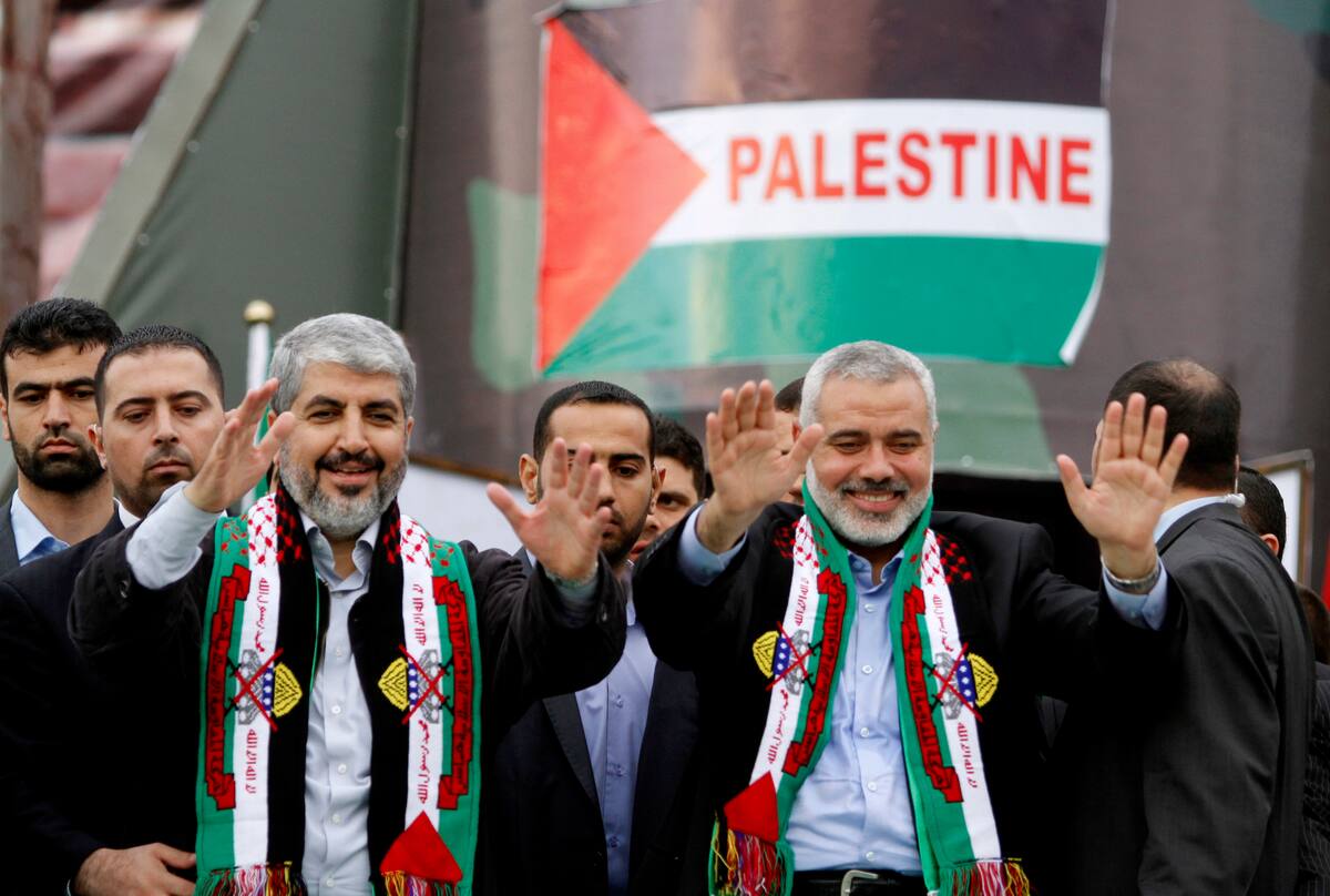 Ismail Haniyeh celebrando un aniversario de la creación del grupo palestino Hamás. (AP Photo/Hatem Moussa)