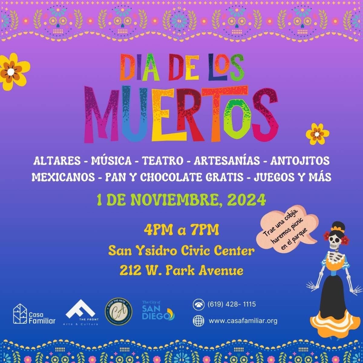 Día de Muertos en el parque cívico de San Ysidro.