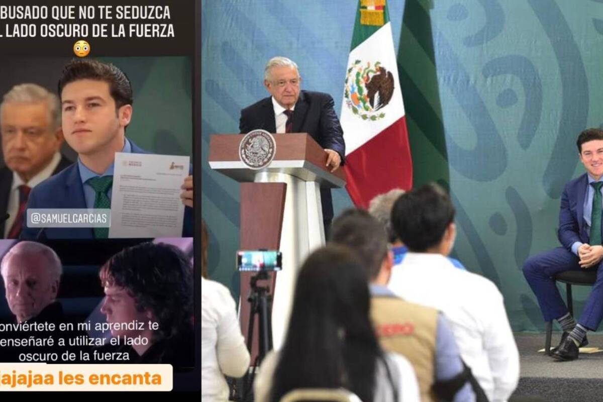 "El lado oscuro": Samuel García comparte meme tras 'halagos' de AMLO
