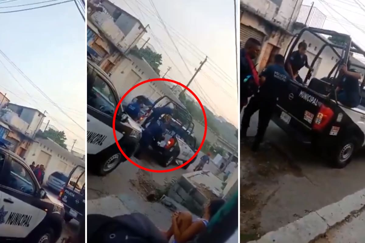Mujer policía golpea a detenida arriba de la patrulla y es captada en video