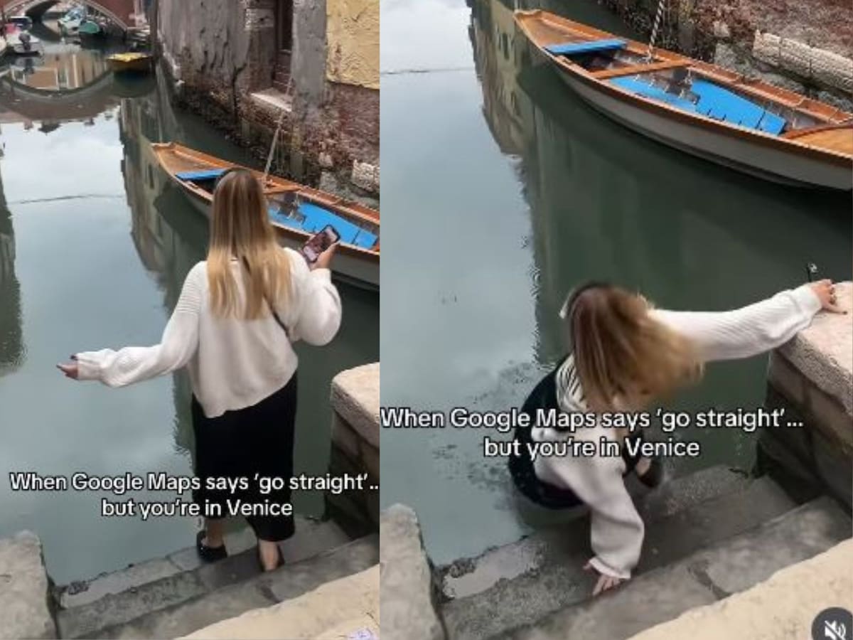 Turista confía en Google Maps y acaba empapada en Venecia: el video viral que da la vuelta al mundo. (Captura de pantalla)
