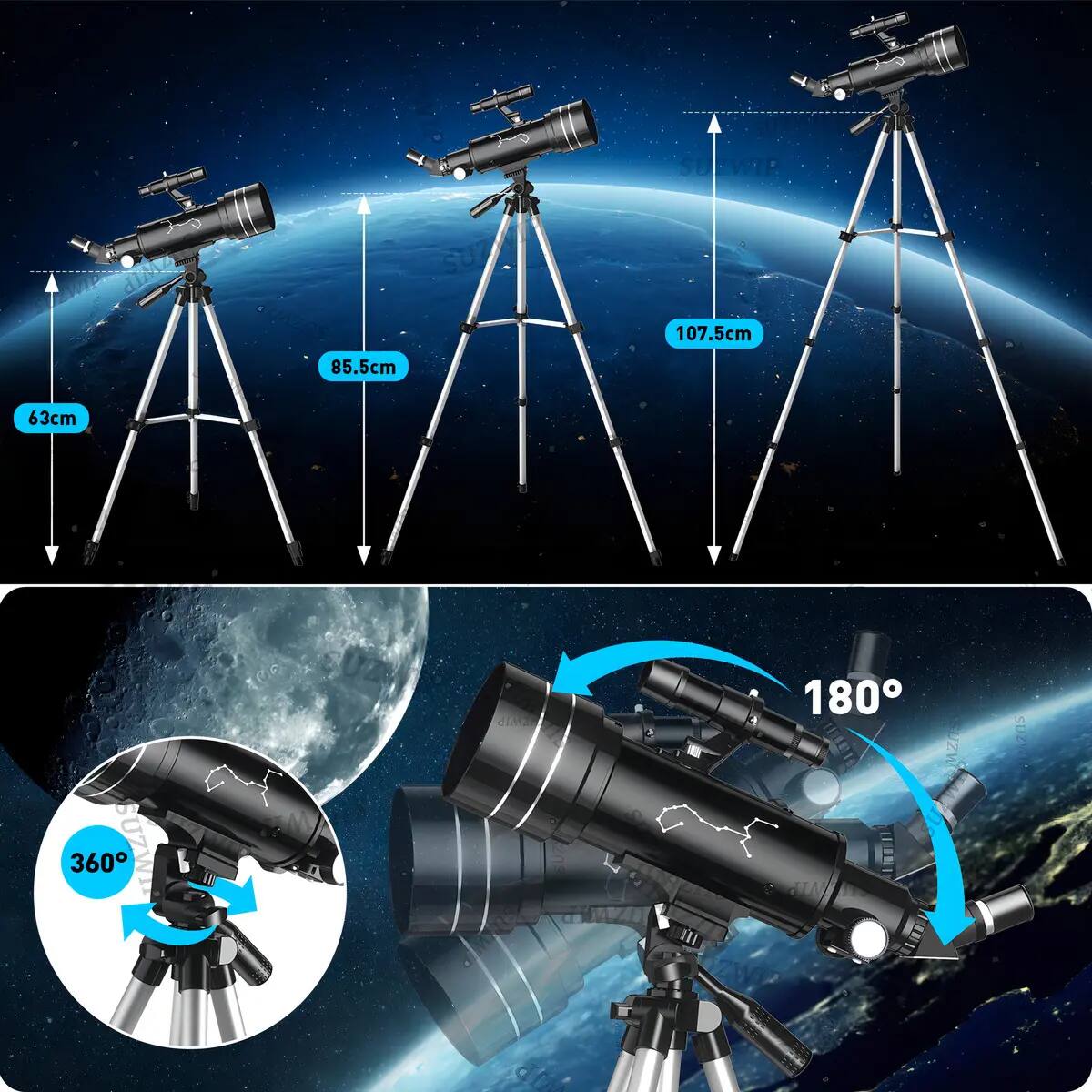 Telescopio astronómico refractor SUZWIP modelo f40070 | Mercado Libre